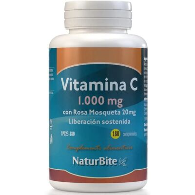 NATURBITE Vitamin C 1000mg Rosa Mosqueta 20mg 180 Tabletten - Nahrungsergänzung NATURBITE Vitamin C 1000mg Rosa Mosqueta 20mg 180 Tabletten - Nahrungsergänzung