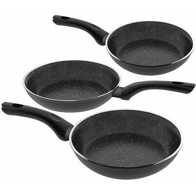 Juego de 3 Sartenes Antiadherentes Jata Negro - Inducción Juego de 3 Sartenes Antiadherentes Jata Negro - Inducción