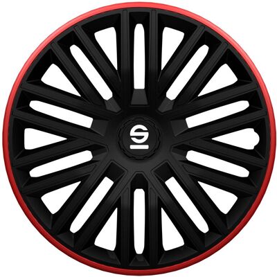 Sparco Bergamo Radkappen-Set - 14 Zoll, schwarz, rot, stylisch Sparco Bergamo Radkappen-Set - 14 Zoll, schwarz, rot, stylisch