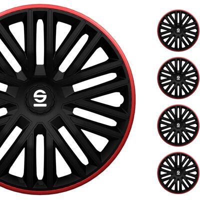 Sparco Bergamo 15-Zoll Radkapsel-Set - Schwarz / Rot Sparco Bergamo 15-Zoll Radkapsel-Set - Schwarz / Rot
