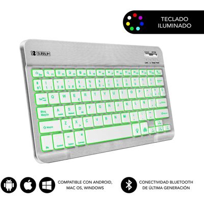 Tastiera Bluetooth Wireless Subblim SUB-KBT-SMBL30 - QWERTY, retroilluminata RGB, Multicolore, Spagnolo Tastiera Bluetooth Wireless Subblim SUB-KBT-SMBL30 - QWERTY, retroilluminata RGB, Multicolore, Spagnolo