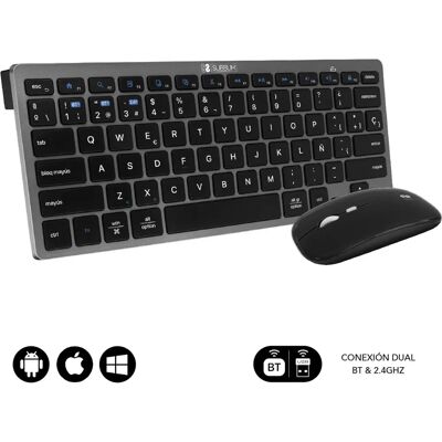 Tastiera e Mouse Wireless Subblim OCO020 - Bluetooth, Impermeabile, Grigio Tastiera e Mouse Wireless Subblim OCO020 - Bluetooth, Impermeabile, Grigio