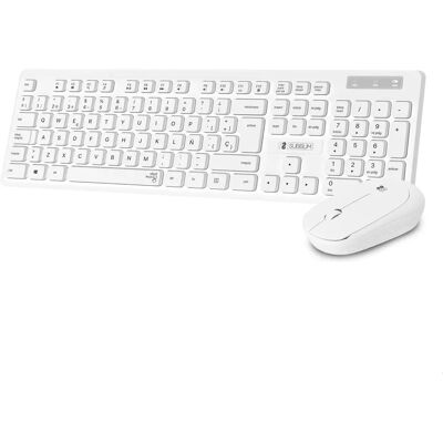 Teclado e mouse sem fio Subblim SUBKBC-CSSW11 Branco Espanhol Ergonômico - Kit Teclado & Mouse Teclado e mouse sem fio Subblim SUBKBC-CSSW11 Branco Espanhol Ergonômico - Kit Teclado & Mouse