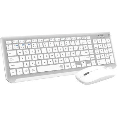 Tastiera e Mouse Senza Fili Subblim SUBKBC-DCEP10 - Spagnolo, Argento, Bianco Tastiera e Mouse Senza Fili Subblim SUBKBC-DCEP10 - Spagnolo, Argento, Bianco