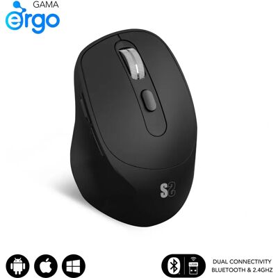 Ratón inalámbrico ergonómico negro Subblim - Óptico 2400 DPI Ratón inalámbrico ergonómico negro Subblim - Óptico 2400 DPI