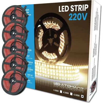 LED-remsa ATOMANT SL - Vattentät, 5m, Skär varje 10cm, 120 LED/m, Kallvit 6500K LED-remsa ATOMANT SL - Vattentät, 5m, Skär varje 10cm, 120 LED/m, Kallvit 6500K