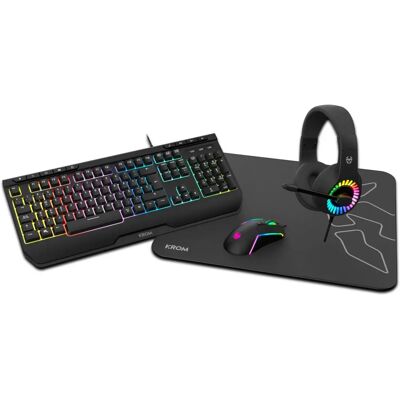 Teclado Krom Kenya com retroiluminação RGB - Pack Teclado e Mouse Teclado Krom Kenya com retroiluminação RGB - Pack Teclado e Mouse