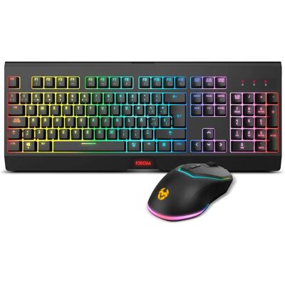 Krom KABALA Ensemble Clavier et Souris Gaming Sans Fil - RGB Rainbow, Anti-Ghosting Krom KABALA Ensemble Clavier et Souris Gaming Sans Fil - RGB Rainbow, Anti-Ghosting