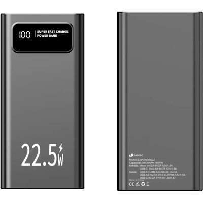Power bank Leotec Lepow30w22k 30000mAh Nero Power bank al litio polimero Power bank Leotec Lepow30w22k 30000mAh Nero Power bank al litio polimero