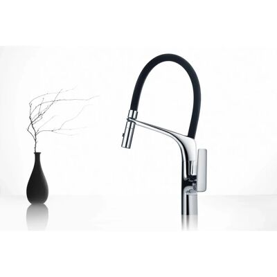 Robinet de Cuisine Mice Imex - Chrome & Noir Mat - Monobloc - 12 l/min - Publicité Robinet de Cuisine Mice Imex - Chrome & Noir Mat - Monobloc - 12 l/min - Publicité
