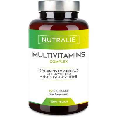 Complexo multivitamínico vegano Nutralie - 29 nutrientes - Apoia Energia & Imunidade Complexo multivitamínico vegano Nutralie - 29 nutrientes - Apoia Energia & Imunidade