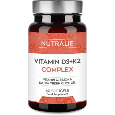 Nutralie Vitamina D3 + K2 Complex 10000 UI + C - Apoio imunológico e ossos Nutralie Vitamina D3 + K2 Complex 10000 UI + C - Apoio imunológico e ossos