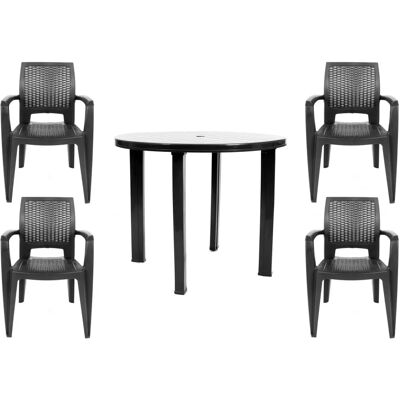 Crevicosta Viana Runder Tisch & 4 Resin Stühle - Outdoor-Set Crevicosta Viana Runder Tisch & 4 Resin Stühle - Outdoor-Set