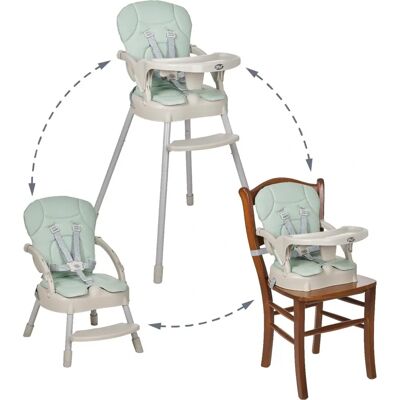 Chaise haute bébé MS BELLY 3-en-1 Rose Gris Vert - Publicité Chaise haute bébé MS BELLY 3-en-1 Rose Gris Vert - Publicité
