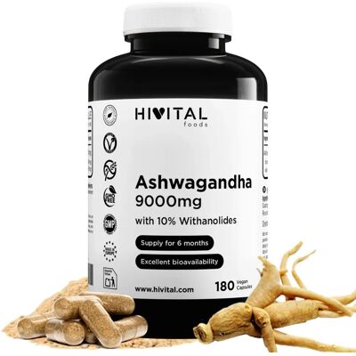 Hivital Ashwagandha 9000 mg - Cápsulas Veganas - Alivio del Estrés Hivital Ashwagandha 9000 mg - Cápsulas Veganas - Alivio del Estrés