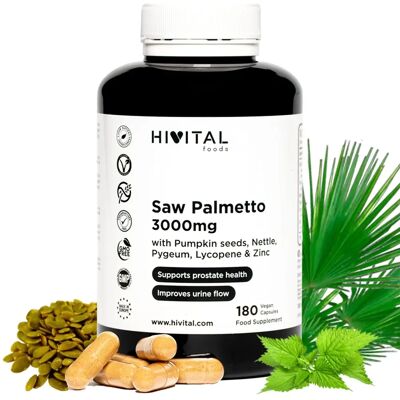 Hivital Saw Palmetto 3000 mg - Cápsulas Veganas para la Próstata Hivital Saw Palmetto 3000 mg - Cápsulas Veganas para la Próstata