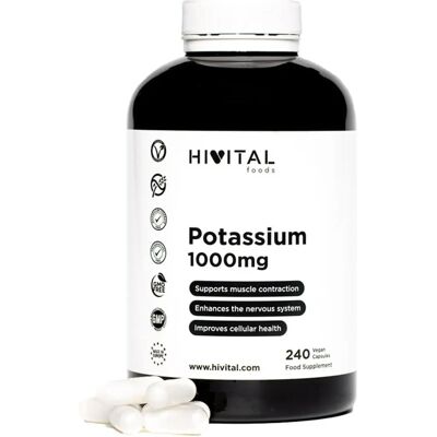 Hivital Potasio 1000 mg Cápsulas Veganas - Función Muscular y Nerviosa Hivital Potasio 1000 mg Cápsulas Veganas - Función Muscular y Nerviosa