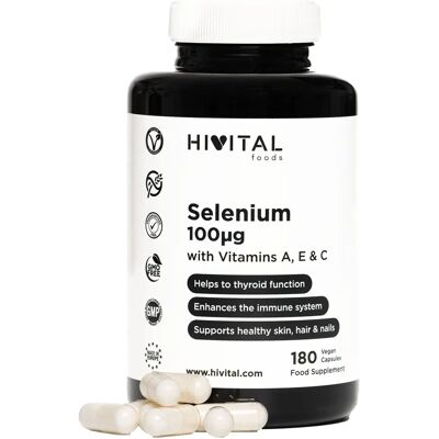 Hivital Selenio 100 mcg - 180 cápsulas veganas para 6 meses Hivital Selenio 100 mcg - 180 cápsulas veganas para 6 meses