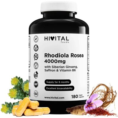 Hivital Rhodiola Rosea 4000 mg - Cápsulas Veganas - 6 Meses Hivital Rhodiola Rosea 4000 mg - Cápsulas Veganas - 6 Meses