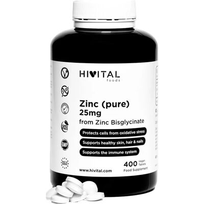 Hivital Zinc 25 mg - Suplemento Vegano de Zinc para más de 13 meses Hivital Zinc 25 mg - Suplemento Vegano de Zinc para más de 13 meses