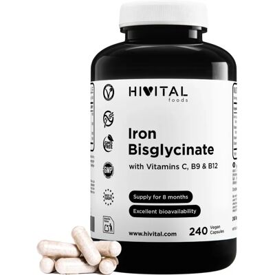 Hivital Hierro vegano con vitaminas C, B12 y ácido fólico - Suplemento dietético Hivital Hierro vegano con vitaminas C, B12 y ácido fólico - Suplemento dietético