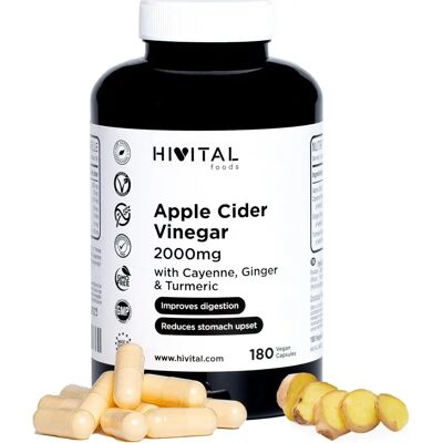 Hivital Cápsulas Veganas de Vinagre de Sidra de Manzana - Mejora la digestión - 2000mg Hivital Cápsulas Veganas de Vinagre de Sidra de Manzana - Mejora la digestión - 2000mg