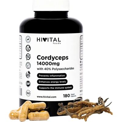 Hivital Cordyceps - Extracto Natural - 14000 Mg - 180 Cápsulas Veganas - Suplemento Alimenticio Hivital Cordyceps - Extracto Natural - 14000 Mg - 180 Cápsulas Veganas - Suplemento Alimenticio