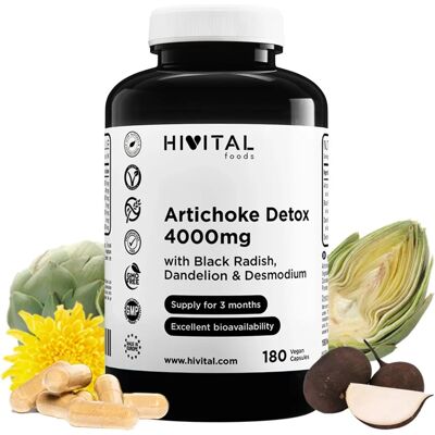Hivital Detox Carciofo 4000 mg - Integratore vegano naturale Hivital Detox Carciofo 4000 mg - Integratore vegano naturale
