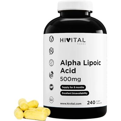 Hivital Ácido Alfa Lipoico Vegano 500mg - 240 Cápsulas - Suplemento Dietético Hivital Ácido Alfa Lipoico Vegano 500mg - 240 Cápsulas - Suplemento Dietético