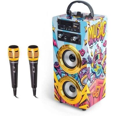 Trendix Microphone Karaoké Bluetooth Enceinte Portable pour Enfants - 2 Microphones - Publicité Trendix Microphone Karaoké Bluetooth Enceinte Portable pour Enfants - 2 Microphones - Publicité