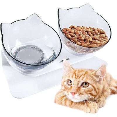 Edipets Bol Double Surélevé Transparent - Mangeoire pour animaux Edipets Bol Double Surélevé Transparent - Mangeoire pour animaux