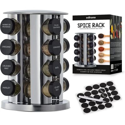 Étagère à Épices en Acier Inoxydable Edihome - 20 Pots - Compacte & Facile d'Accès Étagère à Épices en Acier Inoxydable Edihome - 20 Pots - Compacte & Facile d'Accès