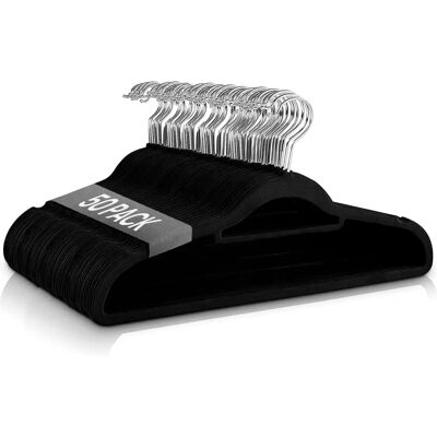 EDIHOME Black Velvet Clothes Hangers - Space-Saving Design - 50 pcs EDIHOME Black Velvet Clothes Hangers - Space-Saving Design - 50 pcs