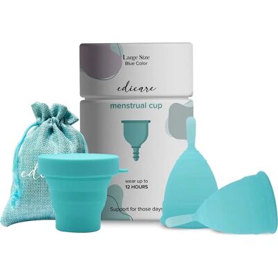 Coupe menstruelle réutilisable en silicone EDICARE avec stérilisateur et pochette - Publicité Coupe menstruelle réutilisable en silicone EDICARE avec stérilisateur et pochette - Publicité