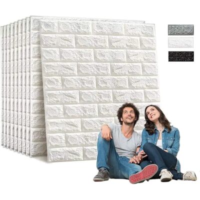 Pack de 10 Paneles de Pared de Ladrillo 3D Blanco EdiHome Pack de 10 Paneles de Pared de Ladrillo 3D Blanco EdiHome