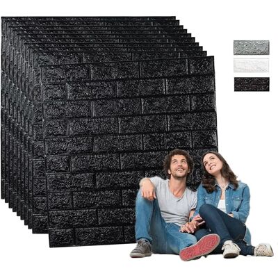 Panneaux Muraux Edihome 3D - Effet Brique, Pack de 10, Noir - Publicité Panneaux Muraux Edihome 3D - Effet Brique, Pack de 10, Noir - Publicité