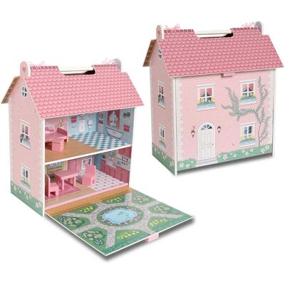 Deqube Casa delle Bambole Portatile in Legno - 3-6 Anni Deqube Casa delle Bambole Portatile in Legno - 3-6 Anni