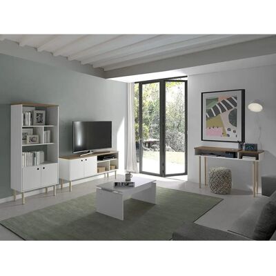 Momma Home Mueble de TV Prica con 2 Puertas - Blanco y Roble Momma Home Mueble de TV Prica con 2 Puertas - Blanco y Roble