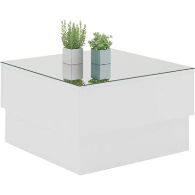 Mesa de centro Tyrpa Blanca con Espejo de Vidrio - Mesita de Salón Mesa de centro Tyrpa Blanca con Espejo de Vidrio - Mesita de Salón