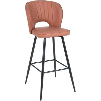 Momma Home Juego de 2 Taburetes Altos Modernos - Modelo ona - Ecopiel marrón - Patas Metal Negras Momma Home Juego de 2 Taburetes Altos Modernos - Modelo ona - Ecopiel marrón - Patas Metal Negras
