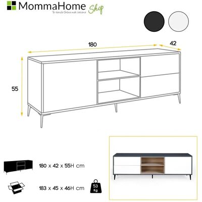 MOMMA HOME MOMMA HOME Mueble de TV Lea - Moderno en Anthracita, Blanco Polar, Vison - 180x42x55cm MOMMA HOME MOMMA HOME Mueble de TV Lea - Moderno en Anthracita, Blanco Polar, Vison - 180x42x55cm