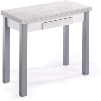 Mesa de Cocina Extensible Momma Home Moduo - MDF Mármol Blanco Mesa de Cocina Extensible Momma Home Moduo - MDF Mármol Blanco