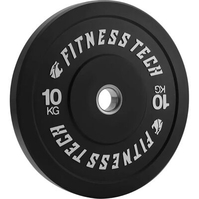 FITNESS TECH Placa de Peso Olímpica 10 kg - Negra - Placa de Peso Olímpica FITNESS TECH Placa de Peso Olímpica 10 kg - Negra - Placa de Peso Olímpica