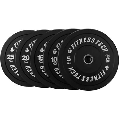 Disco Bumper Plate Negro Fitness Tech - Olímpico Disco Bumper Plate Negro Fitness Tech - Olímpico