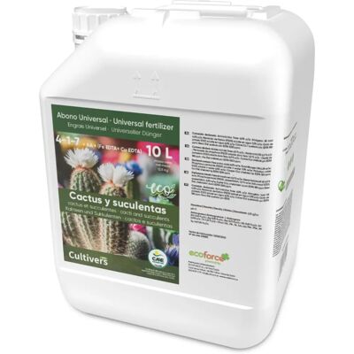CULTIVERS Fertilizante Orgánico para Cactus 10L - Crecimiento y Floración CULTIVERS Fertilizante Orgánico para Cactus 10L - Crecimiento y Floración