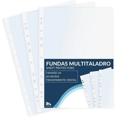 Fundas RAYLU PAPER A4 60 Micras - Impermeable, 11 Taladros Fundas RAYLU PAPER A4 60 Micras - Impermeable, 11 Taladros