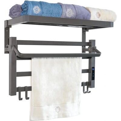 PURLINE - Calentador de toallas eléctrico - Gris - 55W - Montaje en pared PURLINE - Calentador de toallas eléctrico - Gris - 55W - Montaje en pared
