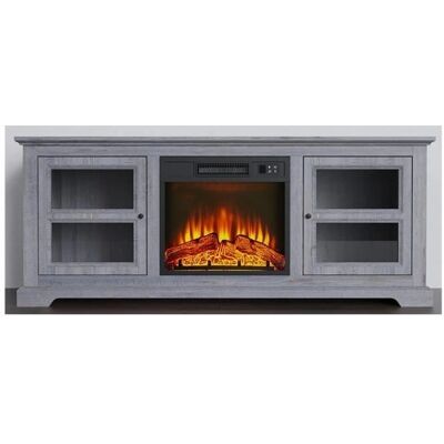 PURLINE Chimenea eléctrica gris - 2000W, mando a distancia, termostato PURLINE Chimenea eléctrica gris - 2000W, mando a distancia, termostato