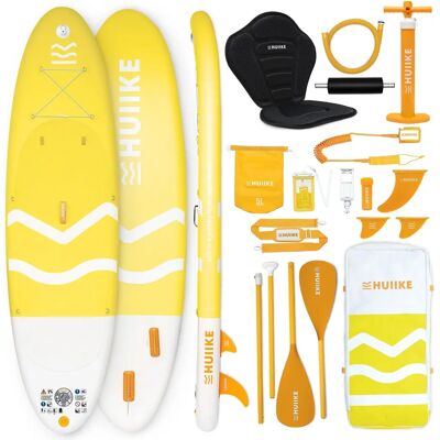 Huiike - SUP Gonflable 10ft - Jaune - Paddle Board - Publicité Huiike - SUP Gonflable 10ft - Jaune - Paddle Board - Publicité