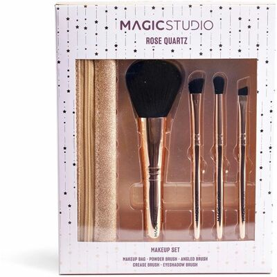 Set di Pennelli per Trucco IDC Institute Rose Quartz - 5 Pezzi Set di Pennelli per Trucco IDC Institute Rose Quartz - 5 Pezzi